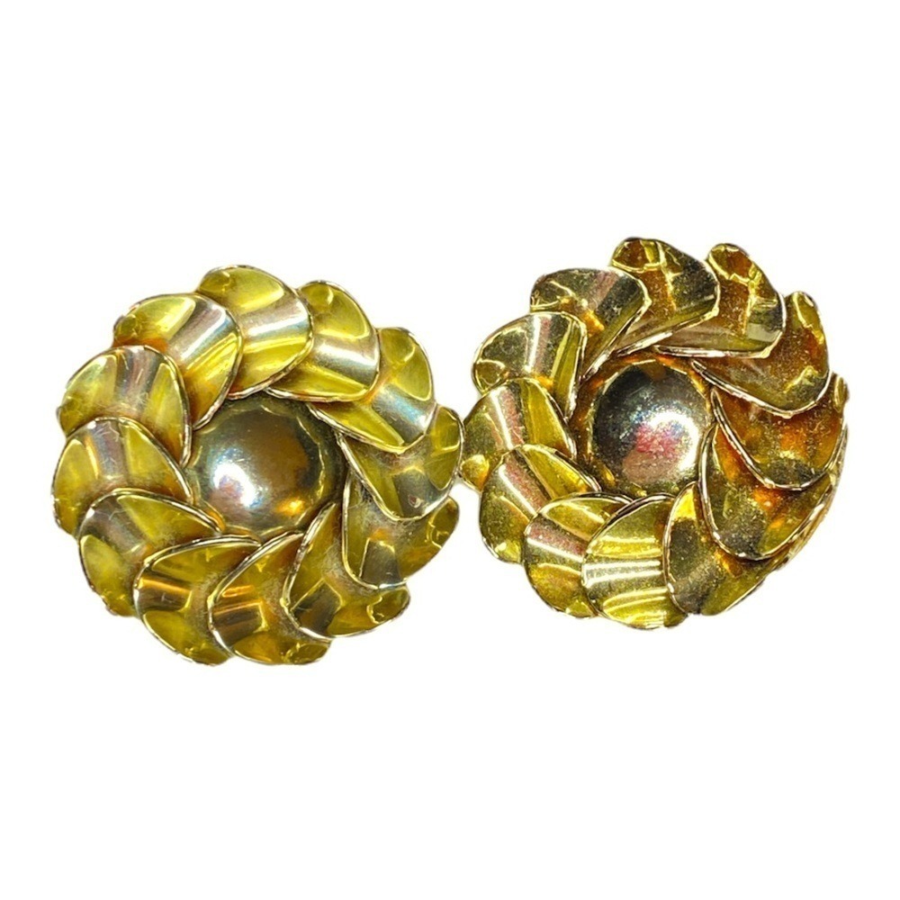 Statement Gold Tone Flower Petal Clip On Earrings Fashion Jewelry‎
